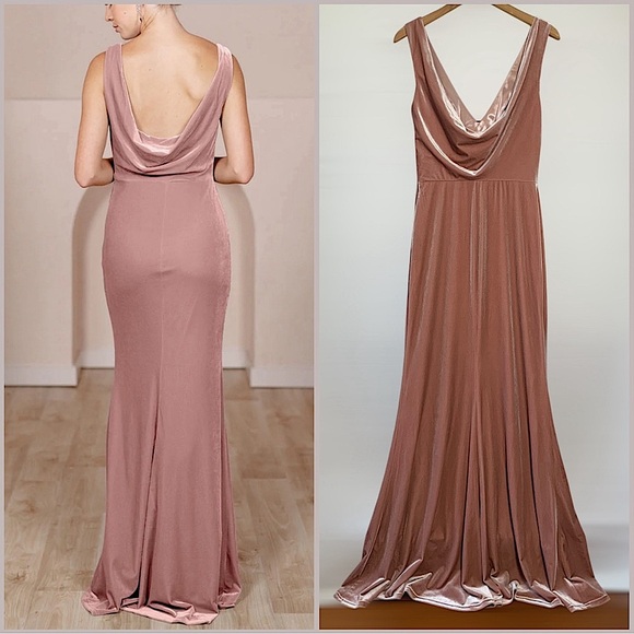REVELRY Dakota Velvet Maxi Dress Size 10 in Blush Pink - Picture 7 of 8